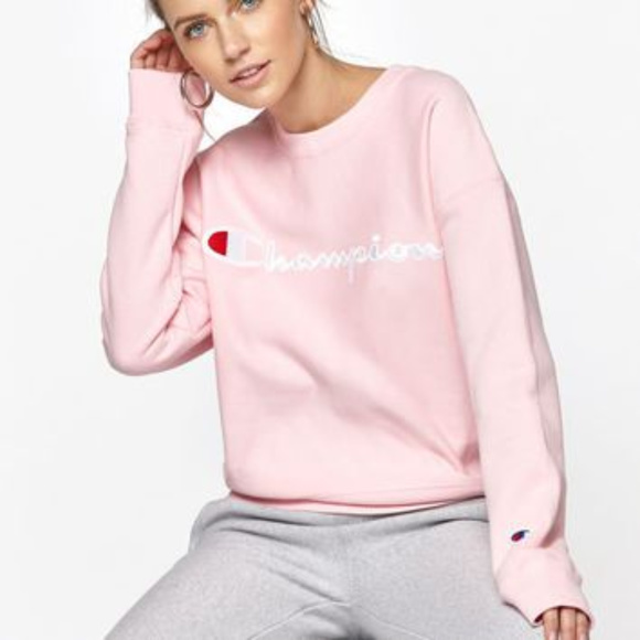 pink crew neck champion
